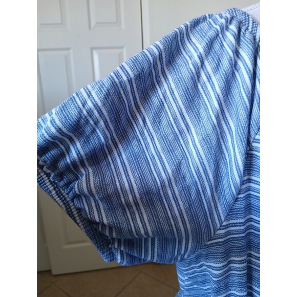 LANE BRYANT Off Shoulder Convertible Blouse Peplum‎ Top Striped Blue Plus 18/20 - Picture 6 of 14